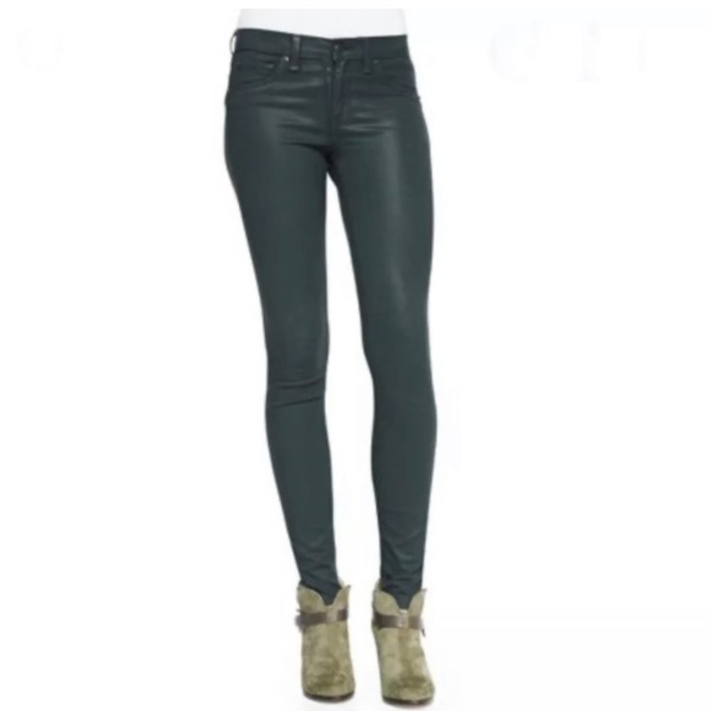 Rag And Bone Jeans The‎ Legging In Coated Green Size 29